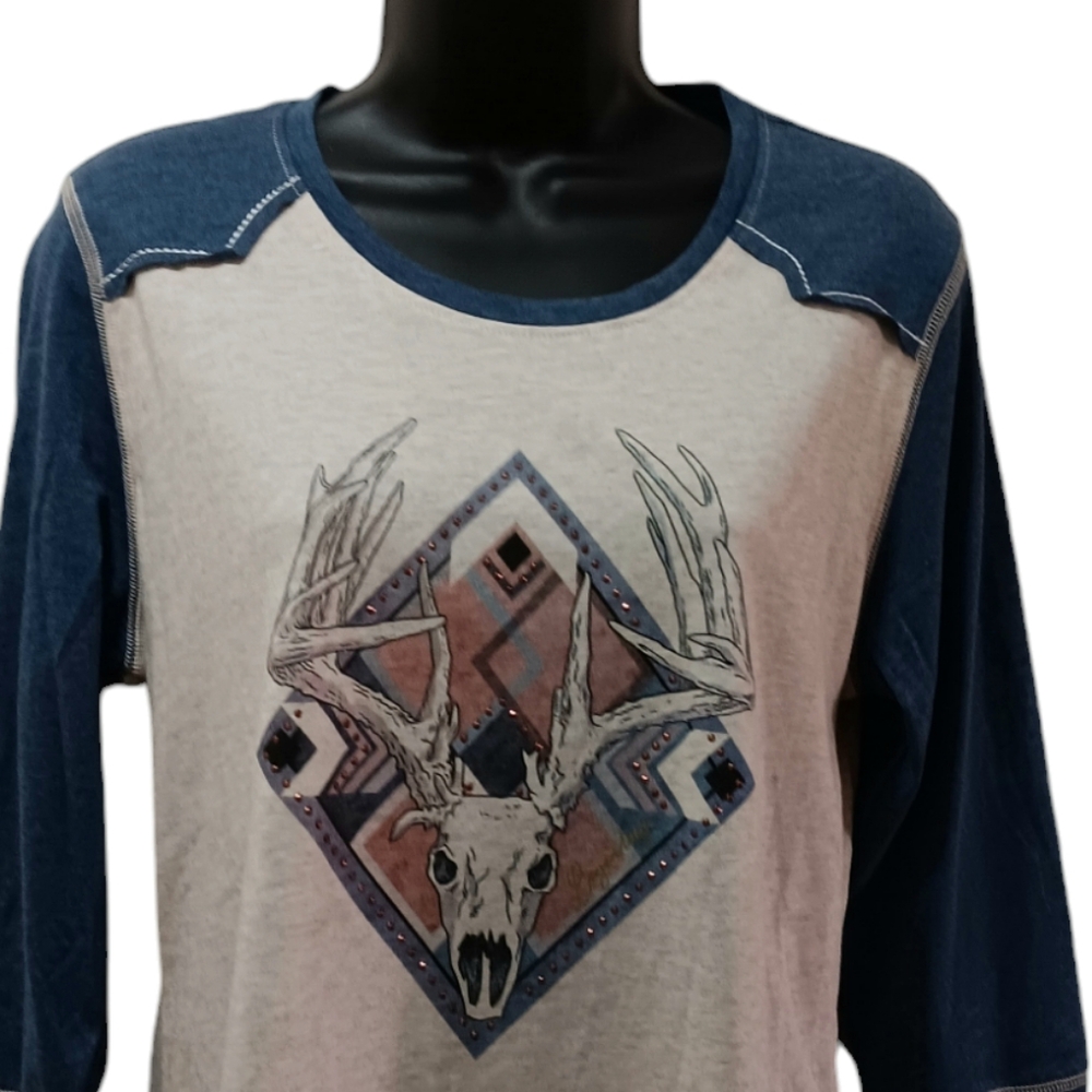 - (2) EMBELLISHED WESTERN TEES by LEGENDARY STOCKYARDS - Picture 3 of 9